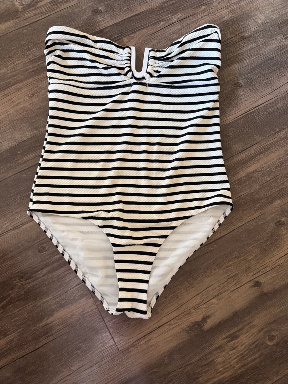 Black & White Striped Bandeau One-Piece Swimsuit